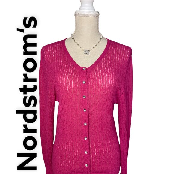 Nordstrom Sweaters - Nordstrom Pointelle Knit Cardigan Size Medium
